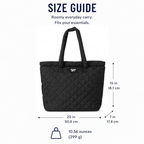 Image of Reebok Womens Tote Bag - Lightweight Carry On Puffer Quilted Tote Bag for Travel Work Travel and Daily Essentials