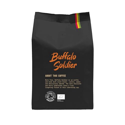 Buffalo Soldier Strong Dark Roast Organic Espresso Coffee Beans 227g - Marley Coffee - From The Marley Family - For All Coffee Machines - Strength 5