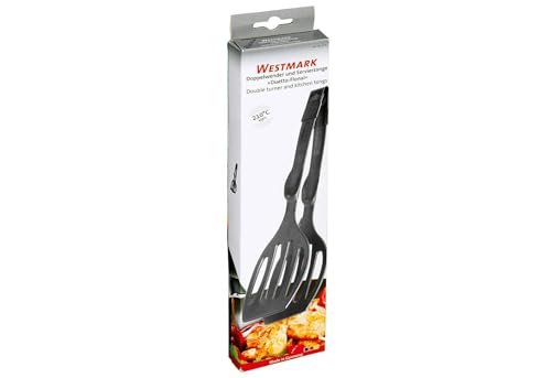 Westmark Doppel-Pfannenwender/Servierzange, Länge: 28,9 cm, Kunststoff, Duetto Flonal, Schwarz, 21002260 – Ansicht 3