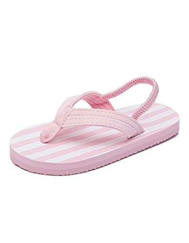 Ceruwum Toddler Girls Beach Pool Flip Flops Sandals Water Shoes (Pink Stripe 10)