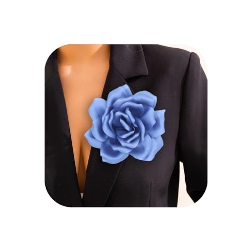Image of Flower Brooch Pins for Women 5.5in Lapel Pins Large Rose Floral Brooches Dainty Satin Fabric Brooches Rose Flower Hair Clips Wedding Party Dance Clothes Accessories Jewelry