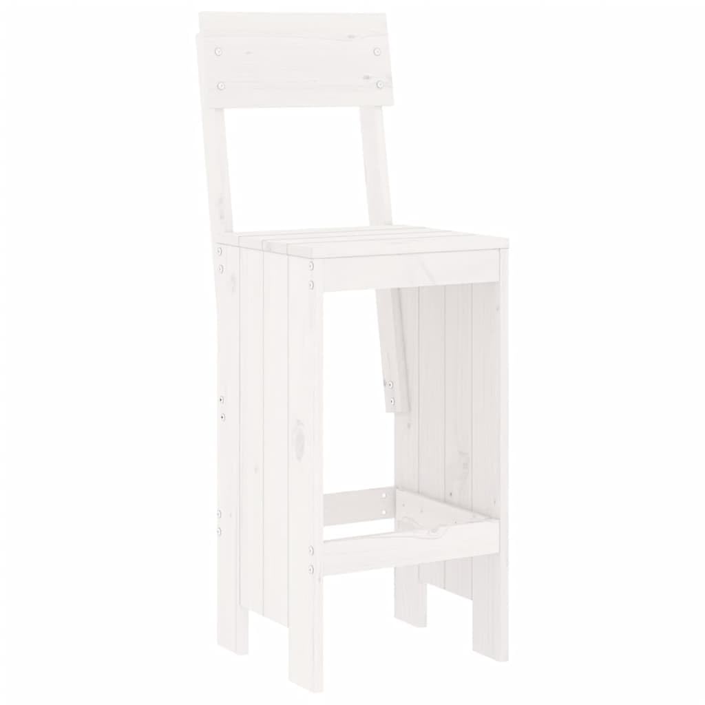 7-częściowy zestaw barów ogrodowych, białe lite drewno sosnowe, 160 x 83 x 110 cm, meble do jadalni, wytrzymały zestaw tarasowy dla 6 osób, trwały