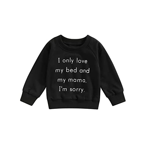 Moletom com gola redonda para bebês meninos e meninas pulôver estampado com letras camisetas para be