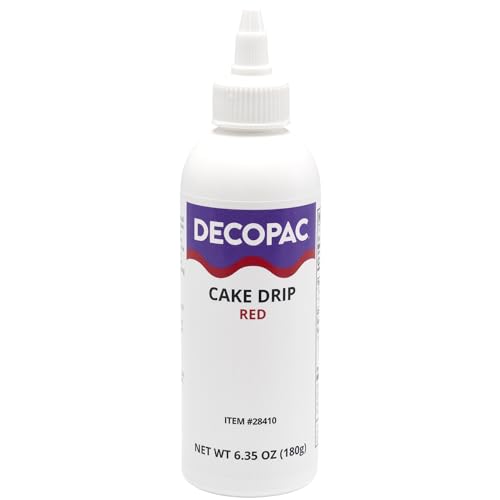 DecoPac Cake Drip, Red Color, Vanilla Flavor, Matte Like Chocolate, 6.35 oz