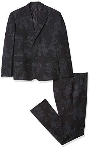 STACY ADAMS Men's 2 Pc. Slim Fit Suit, Black, 48R