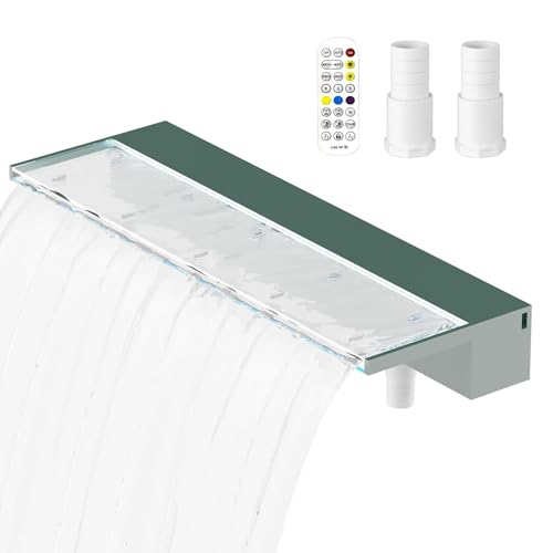 Kfpmx Acrylic Pool Fountain Waterfall with LED Lights - 23.6