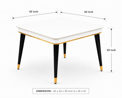 Image of WOODEN SPACE 4 Seater Wooden Dining Table Set | Urban Marble Top Dining Table with Chairs for Dining Room & Kitchen (Modern Zyro Sea Blue) (42 x 42 x 30 inch)
