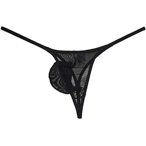 Men's See-through Bulge Thong Underwear Sheer Mesh String Tangas Show Much T-back2