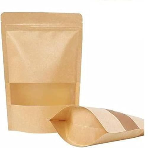 DEERA Brown Kraft Paper Ziplock Stand Up Pouch 100x150mm Pack of 25