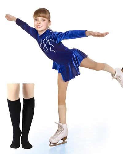 Image of SATINIOR Women Girls Ice Skating Socks | Tight High Knee Nylon Socks for Skating Activities Women and Girls, Compatible with Ice Skates and Roller Skates