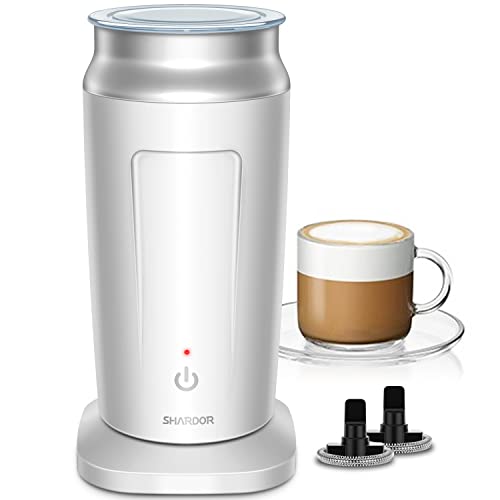 Migliori Montalatte con Schiuma Cremosa per Cappuccino, Frappè, Frullato SHARDOR Montalatte elettrico, 500 W, montalatte automatico, adatto per schiuma a freddo/caldo e riscaldamento del latte, per caffè, cappuccino, latte cacao, in acciaio inox, bianco