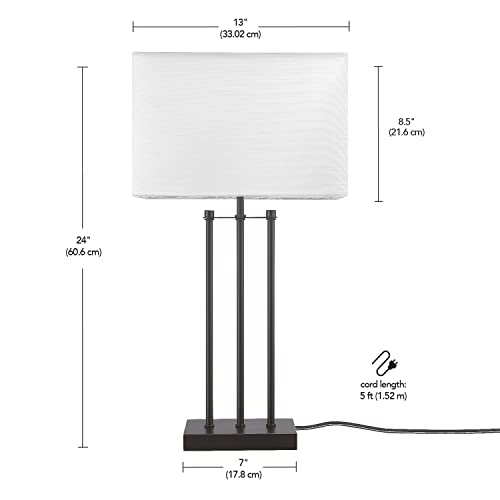 Globe Electric 67528 24" Table Lamp, Matte Black, White Fabric Shade, On/Off Switch On Socket, Table Lamp For Living Room, Home Décor, E26 Light Bulb, Lamps For Bedrooms, Table Lamp, Minimalist #TOP6