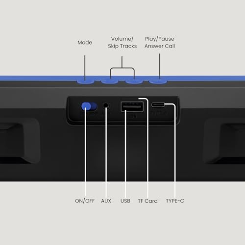 Image of OOGE Vibebox 7000 Bluetooth Speaker, 15W Portable Wireless Speaker with TWS Connection, Type-C Charging, AUX Input, FM Radio, USB & TF Card Support, 8H Playtime (Movie,Music Modes) (Blue)