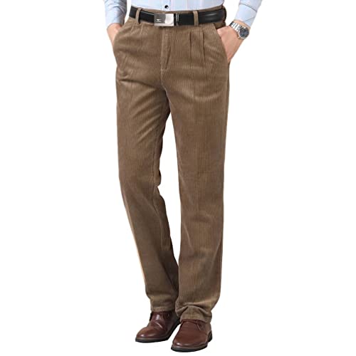 [SAN Q] コーデュロイパンツ シェフパンツ メンズ 長ズボン ストレート パンツ ゆったり ロングパンツ ハイウェスト 大きいサイズ 高密度 春 秋 冬 カジュアル(32 ライトコーヒー)