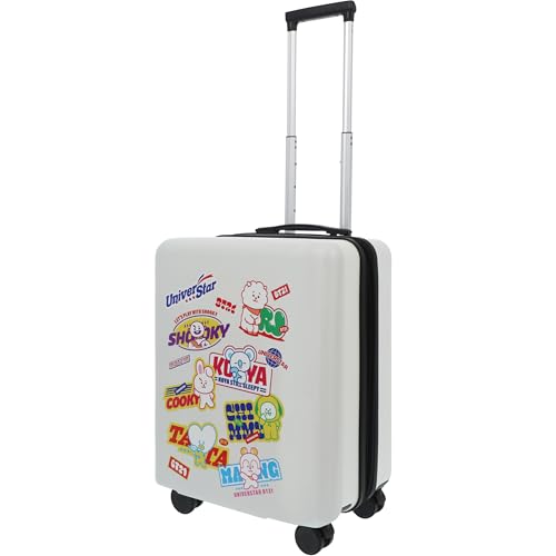 FUL BT21 22.5 Inch Carry On Luggage, LINE Friends Hardshell Rolling Suitcase with Spinner Wheels, White