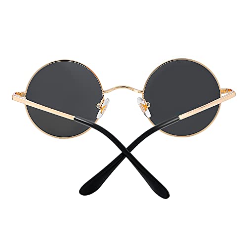 Image of Red Lens Circle Glasses Small Round Polarized Sunglasses for Women Men Retro Hippie Style Circle Sun Glasses