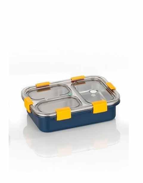 Image of Stainless Steel Lunch Box BPA Free - Durable Food Storage Lunch Box for Office, School & Travel with Secure Lock Lid (Blue)