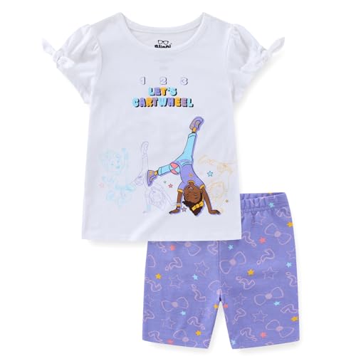 Blippi Meekah Girls Short Sleeve Shirt and Bike Shorts Set for Toddler to Big Kids