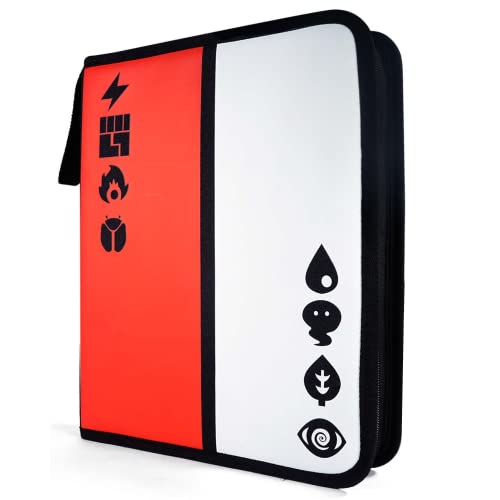Pokke Pokemon Card Binder with Sleeves - 4 Pocket, 400 Pokemon Trading Card Binder Includes 50 Removable Sleeves - Case Compatible with TCG, MTG, Yugioh, Basketball, Baseball, Football Cards
