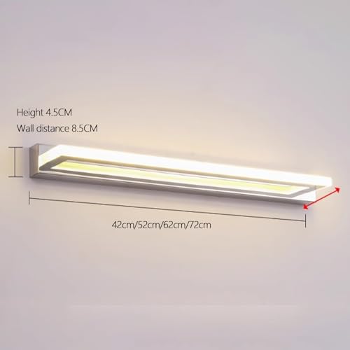 Espejo Impermeable sin Sombras con Luz de Pared Baño Rectangular de 42cm 6