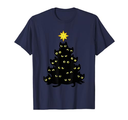 Funny Christmas Black Cats-Dekorationsbaum für Damen der T-Shirt