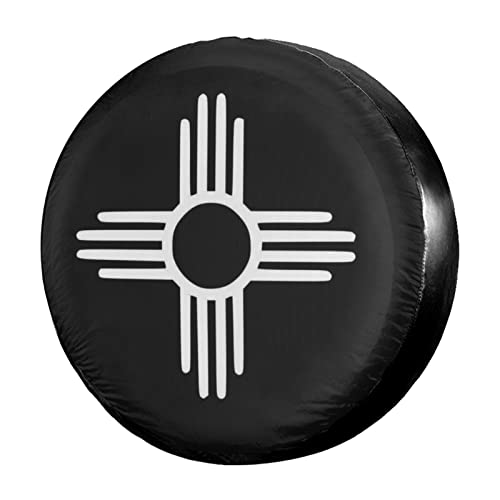 Image of Native Indian Zia Sun God Sign Spare Tire Cover Dust-Proof Wheel Tire Cover Fit Trailer, RV, SUV and Many Vehicle 17 Inch