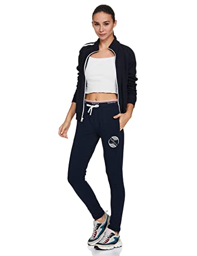Image of Van Heusen Women Athleisure Antiviral Regular Fit Joggers - Body Hug, Moisture Wicking, Reflective Trim 66308 Dark Navy L