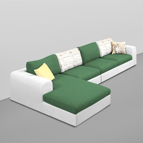 Image of Koza RHS 8 Seater L Shape Sofa Set with Center Table for Living Room (Green Grey Fabric) Premium Fabric Sofa