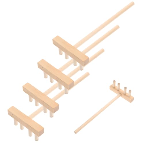 SKISUNO 5pcs Mini Wooden Rakes Sand Table Accessories for Zen Garden Handicrafts 13.7cm x 5.7cm Small Wood Rake Tools for Desk Meditation and Landscape Crafting
