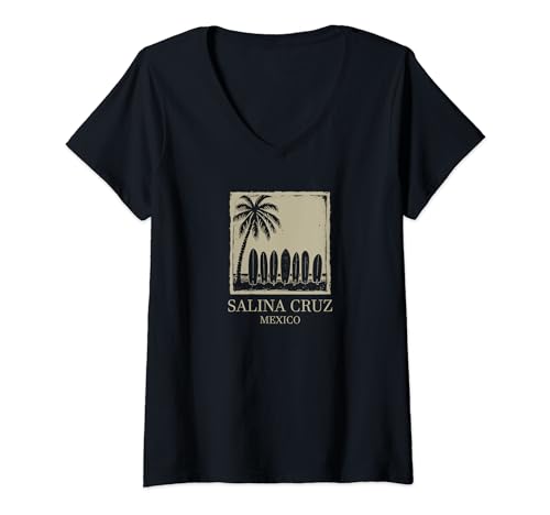 Womens Surfing Surfboard SALINA CRUZ V-Neck T-Shirt