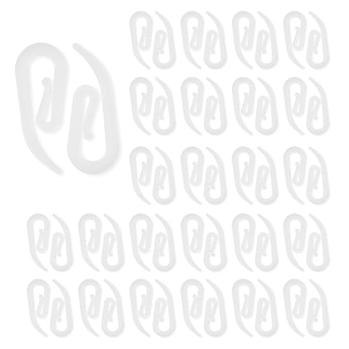 Lot de 50 crochets de rideau en plastique blanc solides et durables, faciles à installer et accessoires pour rails coulissants, fenêtres et portes