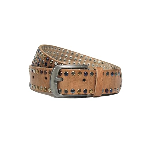 Studded Leather Belt for Men & Women – Adjustable Genuine Leather Belt with Metal Studs, Rock Style Fashion Accessory