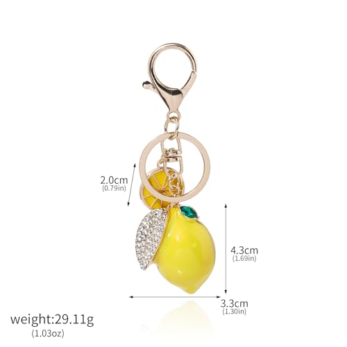 Image of Fruit Bag Charm Keychain - Gold Key Chain, Cute Purse Handbags Accessories - Beautiful Gift for Women