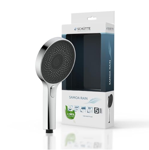 SCHÜTTE Pommeau de douche SAMOA RAIN | Technologie de jet de velours | Pommeau de douche avec plus de 300 buses | 3 types de jets réglables | Tête de douche anticalcaire pour la douche | Chrome