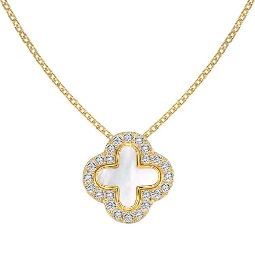 Pendentif porte-bonheur en zircone 5A et plaqué or 18 carats