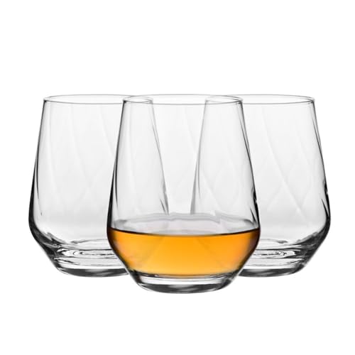 Krosno Drinking Glasses, Splendour Lumi Collection, Set of 3, 13.5 oz (400 ml), Premium Glassware, Ideal for Water, Juice, Cocktails, Elegant Design, Dishwasher Safe, Made in Europe