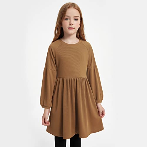 Jxstar Girls Long Sleeve Dresses Drop Shoulder Sleeve Ribbed Fall Winter Clothes4