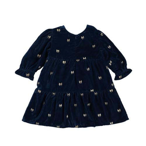 Image of miniklub Baby Round Neck Knee Length Woven Cotton Dress Set, Pack of 2 (Blue Color)