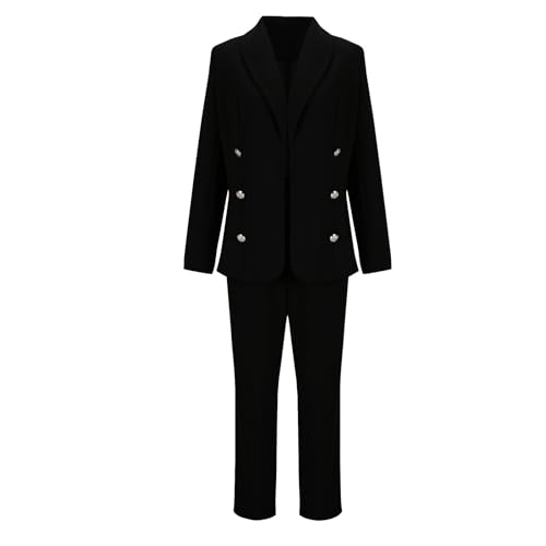 Business Outfits for Women Professional Button Down Blazer Dressy Casual Pant Suits Wide Leg Pant Suit 2 Piece Sets4