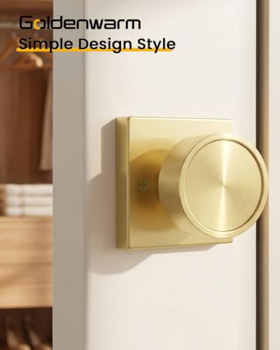Image of Goldenwarm Gold Door Knobs Dummy, No-Turning Single-Sided Interior Door Knob for for Pantry, French Doors & Closets, 1 Pack /2 Pieces