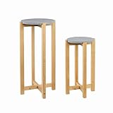 POMILER 2-Pack Plant Stand β Gray, Cement & Wood Construction
