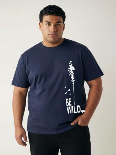 Image of Toodlegram - 100% Pure Cotton Plus Size T Shirt for Men- Regular Fit - Half Sleeve Roundneck Stylish Tshirt - Graphic Printed Be Wild (Size - 2XL to 10XL)
