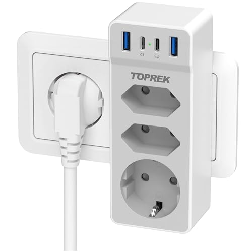 Doppelstecker für Steckdose, Mehrfachstecker mit USB, 7 in 1 Doppelsteckdose Steckdosenleiste mit USB Steckdosenadapter 3 Fach, 4000W 16A Mehrfachsteckdose Ohne Kabel Steckdosenverteiler, Grau 1