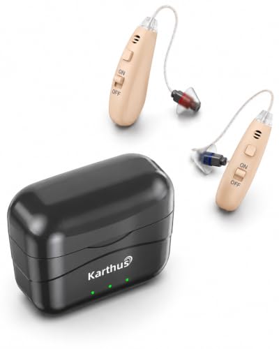 Image of Karthus OTC Hearing Aids for Seniors, Rechargeable Behind-Ear Hearing Aids for Mild to Moderate Hearing Loss, Clear Conversations, No App, Easy One-Button Control, 100H Battery, Jet Black