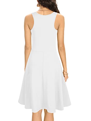Image of Missufe Women's Sleeveless Racerback Flared Casual Plain Tank Dress