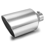 LCGP 4' inlet Universal Diesel Exhaust Tip 10' outlet 18' Long Tail Tip, Polished & Rolled Angle Cut, Bolt-On,Stainless Steel