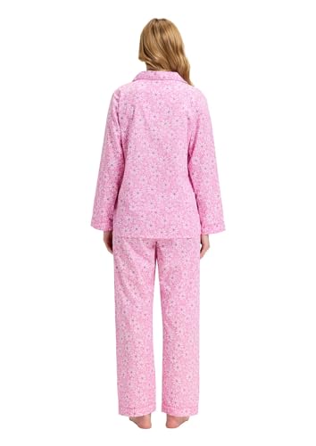 Image of GLOBAL Women Cotton Pajamas Long Sleeve PJs Button Down Sleepwear S-3XL