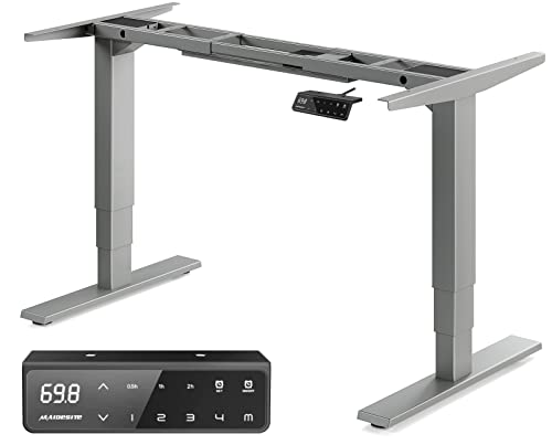 MAIDeSITe Bureau Assis Debout Electrique Cadre de Bureau Réglable en Hauteur Électrique à 3 Colonnes avec Double Moteur, avec 4 Claviers à Mémoire Automatique,Capacité de Charge 125kg (Grise Cover