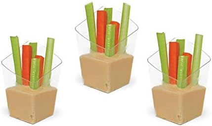 Majestic Settings Mini Collection Mini Square Shooters with Slanted Edge, Heavyweight Clear Plastic, Elegant Disposable Mini 2oz Shooter, Great for Tasting, Appetizers and Desserts. (24 CT)