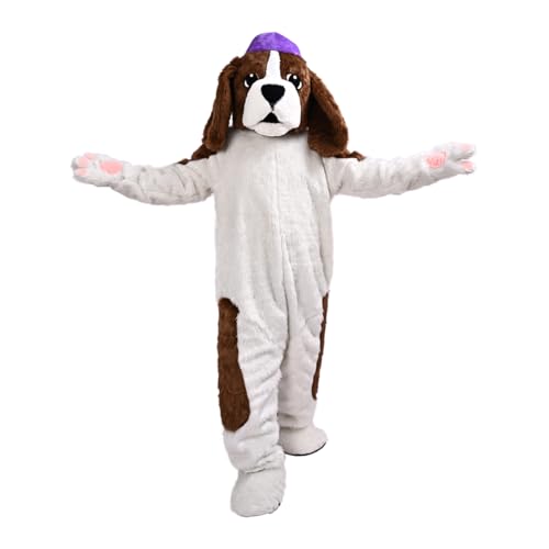 White Dog Mascot Costume Funny Cartoon Fancy Dress